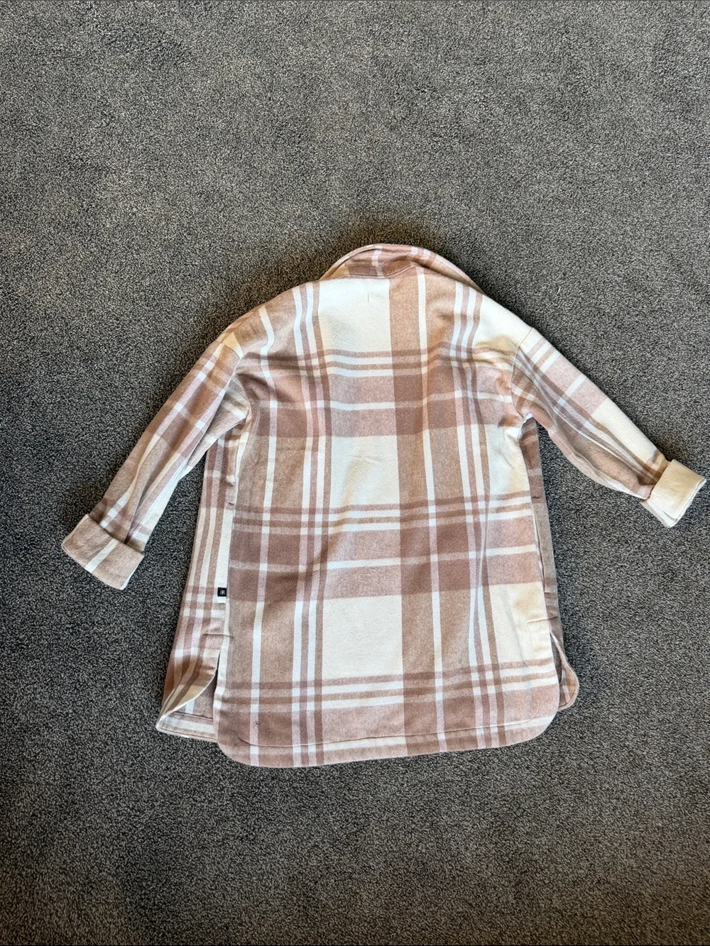 Banana Republic Girls Plaid Shacket in Cream & Tan